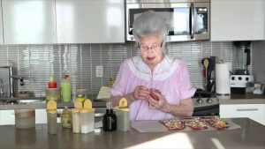 Hungarian grandmother cooking in her kitchen