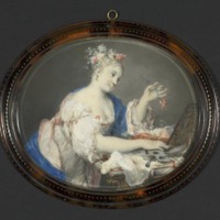 A Woman Putting Flowers in her Hair