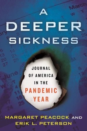 Dust jacket for A Deeper Sickness. Shows a piece of paper with a burning hole.