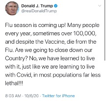 Trump saying "flu is worse" in October