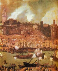a shipyard on a river