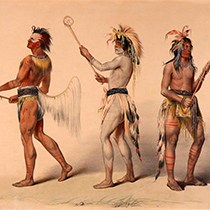 An image of indigenous people playing lacrosse